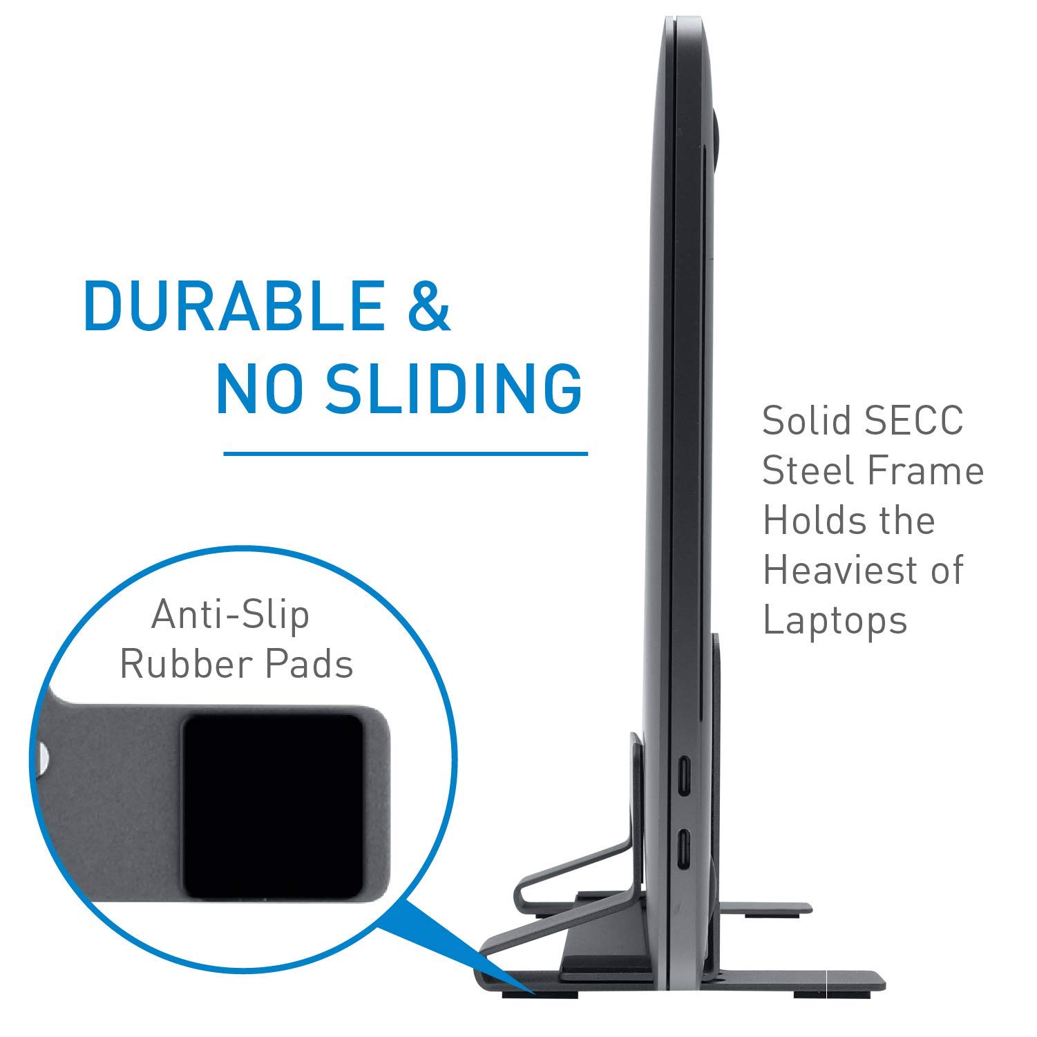 Macally Mini Space Grey Bluetooth Keyboard & Adjustable Vertical Laptop Stand Set - Premium MacBook Accessories for Home Office, Workstation & Travel Use