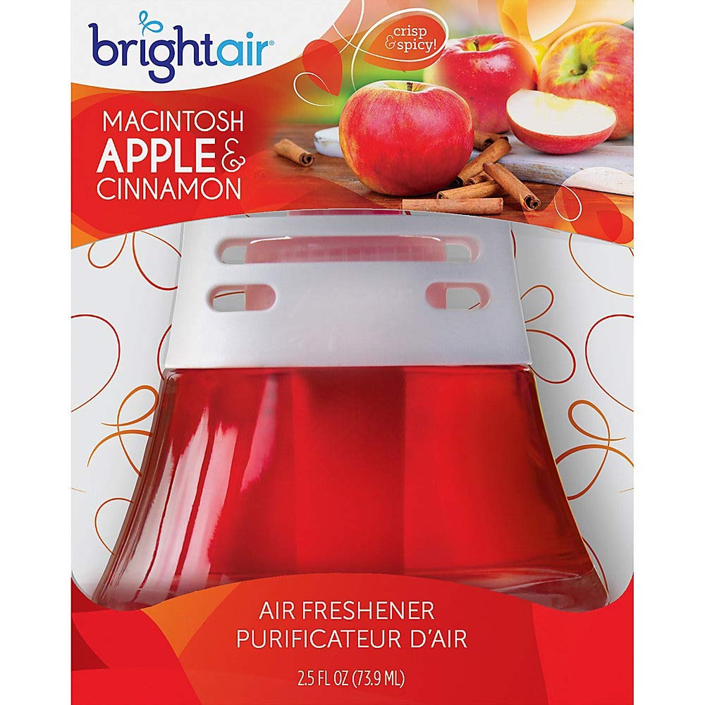 BRIGHT Air 900022CT Macintosh Apple & Cinnamon Scented Oil Air Freshener - 2.5oz (6-Pack) | Home, Office & Car Odor Eliminator | Long-Lasting Fragrance for Indoor Spaces
