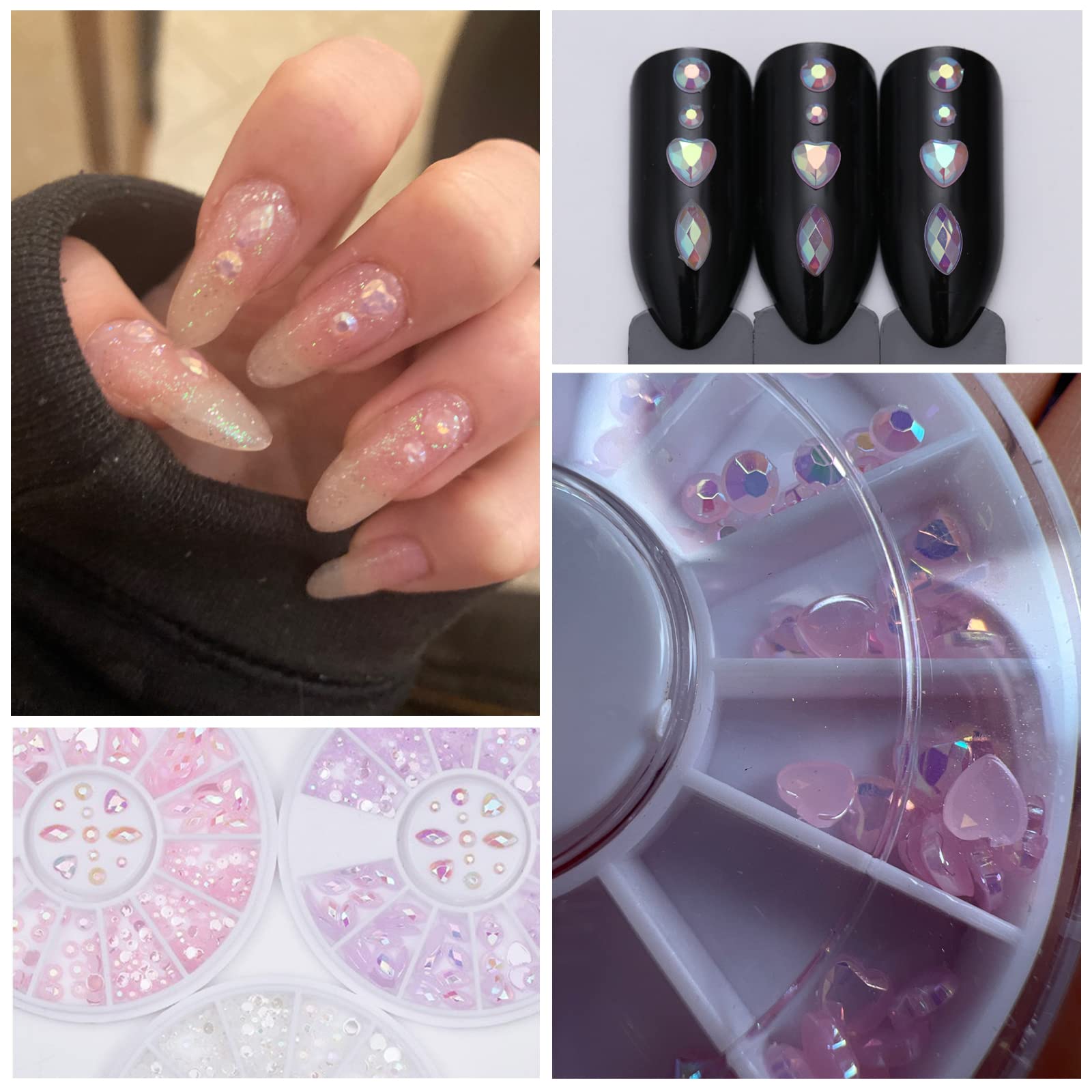 3D Glass Crystal Nail Art Rhinestones - 3 Boxes Multi-Shaped Flatback Nail Gems for DIY Nail Designs, Acrylic Nails & Jewelry Making | Perfect for Nail Salon, Home Manicure & Party Glam Looks