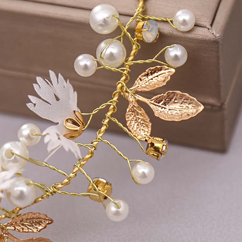 DonLeeving 2 Pack Gold Leaf Bridal Hair Comb Set - Elegant Wedding Headband & Hair Accessories for Brides, Bridesmaids, and Women - Perfect for Weddings, Proms, and Special Occasions