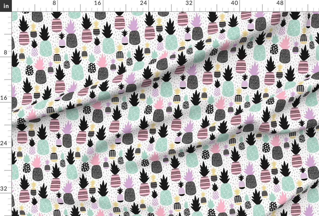 Pastel Tropical Hawaiian Pineapple Printed Minky Fabric - Soft & Cute Kawaii Fruit Design for Baby Blankets, Quilt Backing, Sewing Projects - Perfect for DIY Crafts, Girls' Room Decor & Summer Fashion
