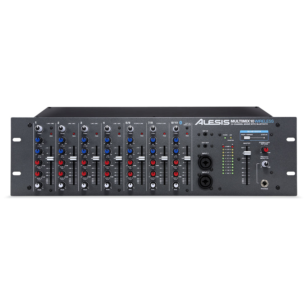 Alesis Multimix 10 Bluetooth Wireless 10-Channel Rackmount Audio Mixer for Studio Recording, Live Performances & DJ Setup