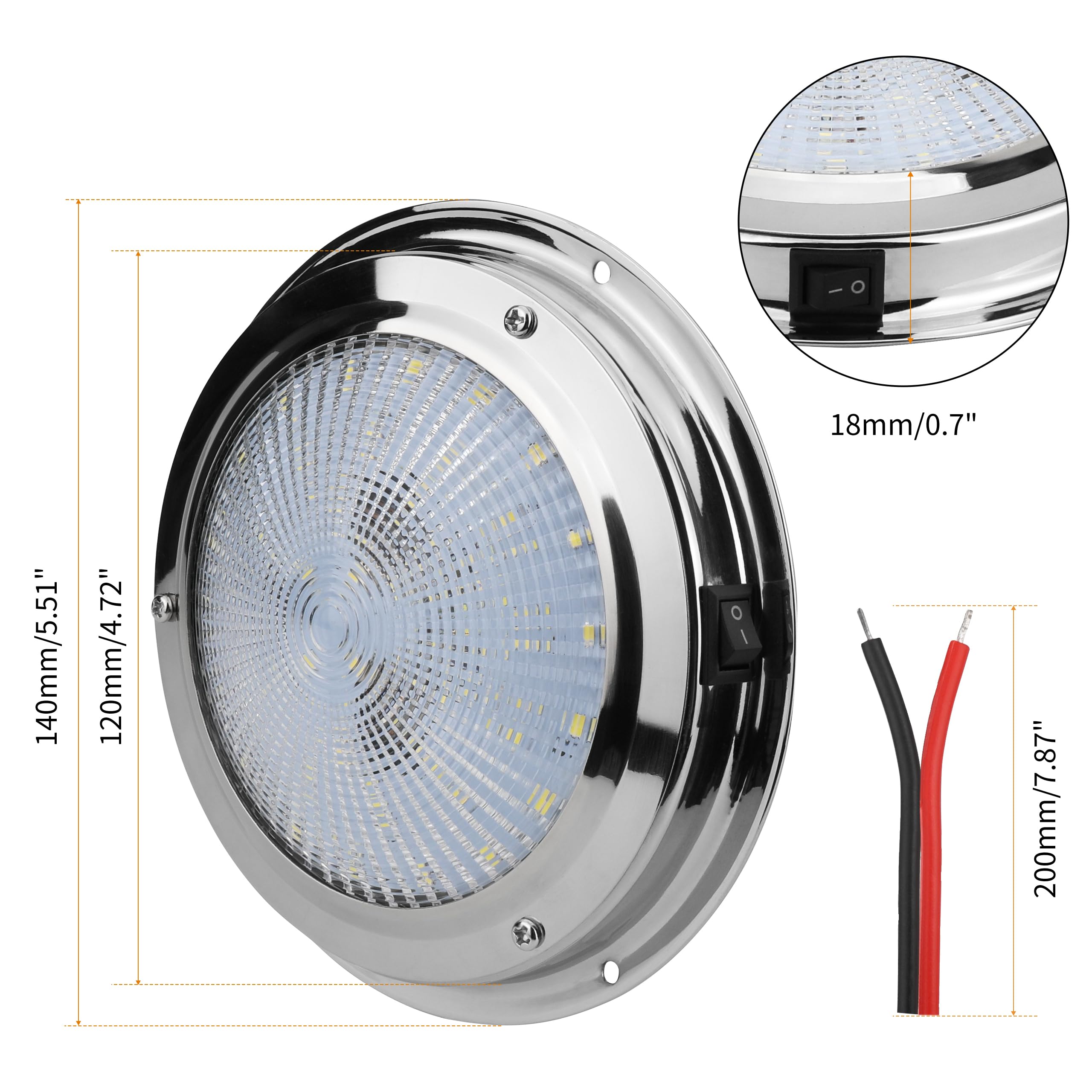 12V Marine LED Dome Light - 5.5
