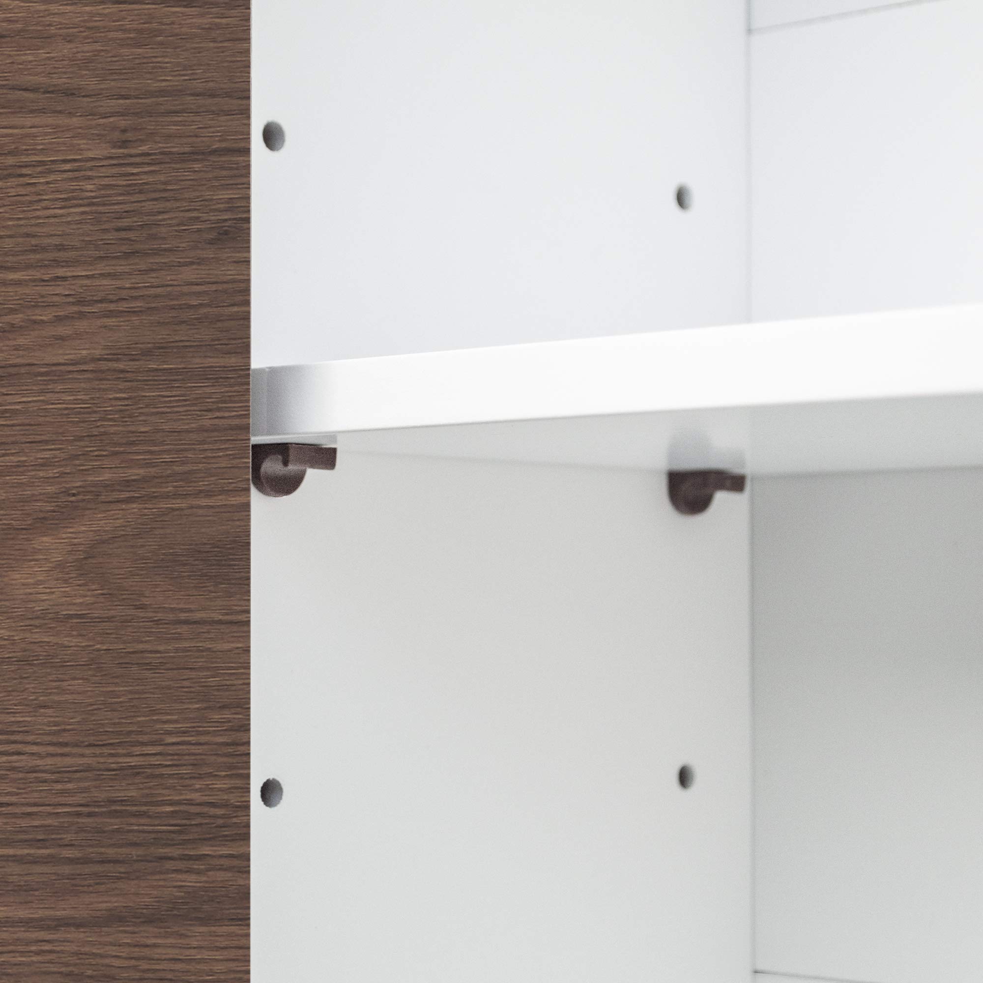 Teamson Home Wooden Bathroom Wall Cabinet - Wall Mounted Medicine Storage with Adjustable Shelf, Walnut & White Two-Door Design for Bathroom Organization & Space Saving