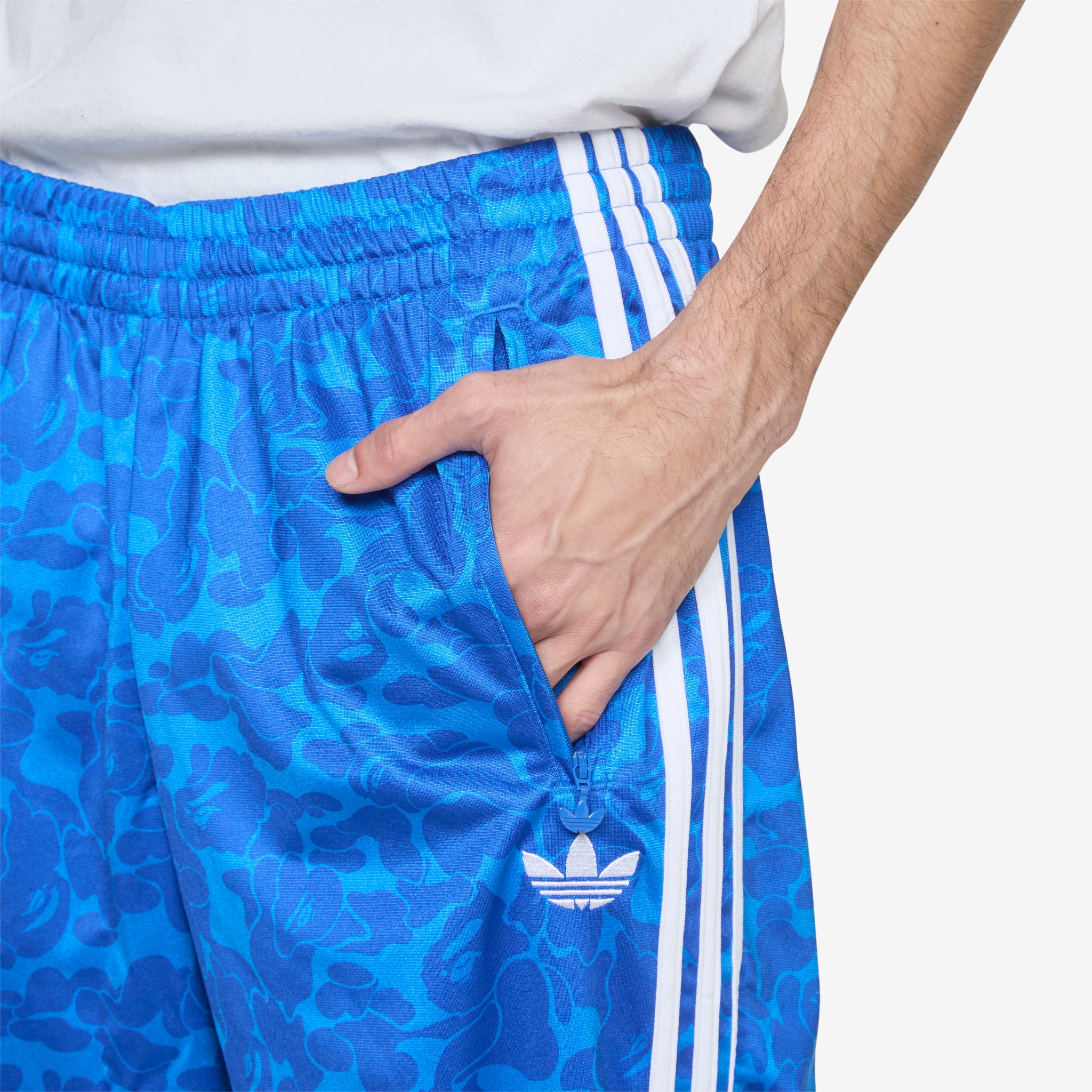 BAPE x Firebird Track Pants for Men - Blue Camo Joggers with Zip Pockets | Streetwear, Gym & Casual Wear