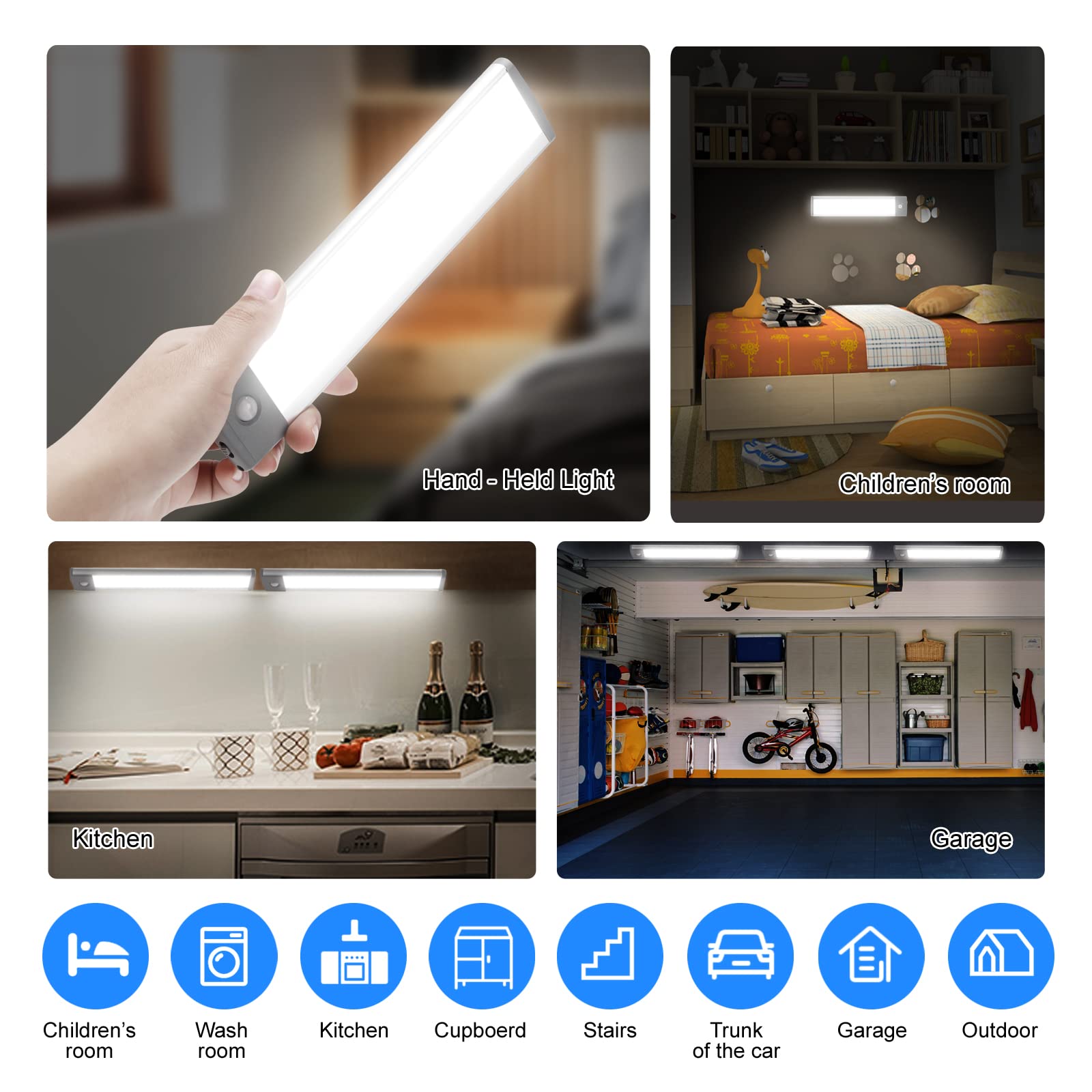 30-LED USB Rechargeable Under Cabinet Lights - Wireless Motion Sensor Night Light for Kitchen, Counter, Closet & Pantry (Warm White, 2-Pack) - Perfect for Nighttime Safety and Convenient Lighting