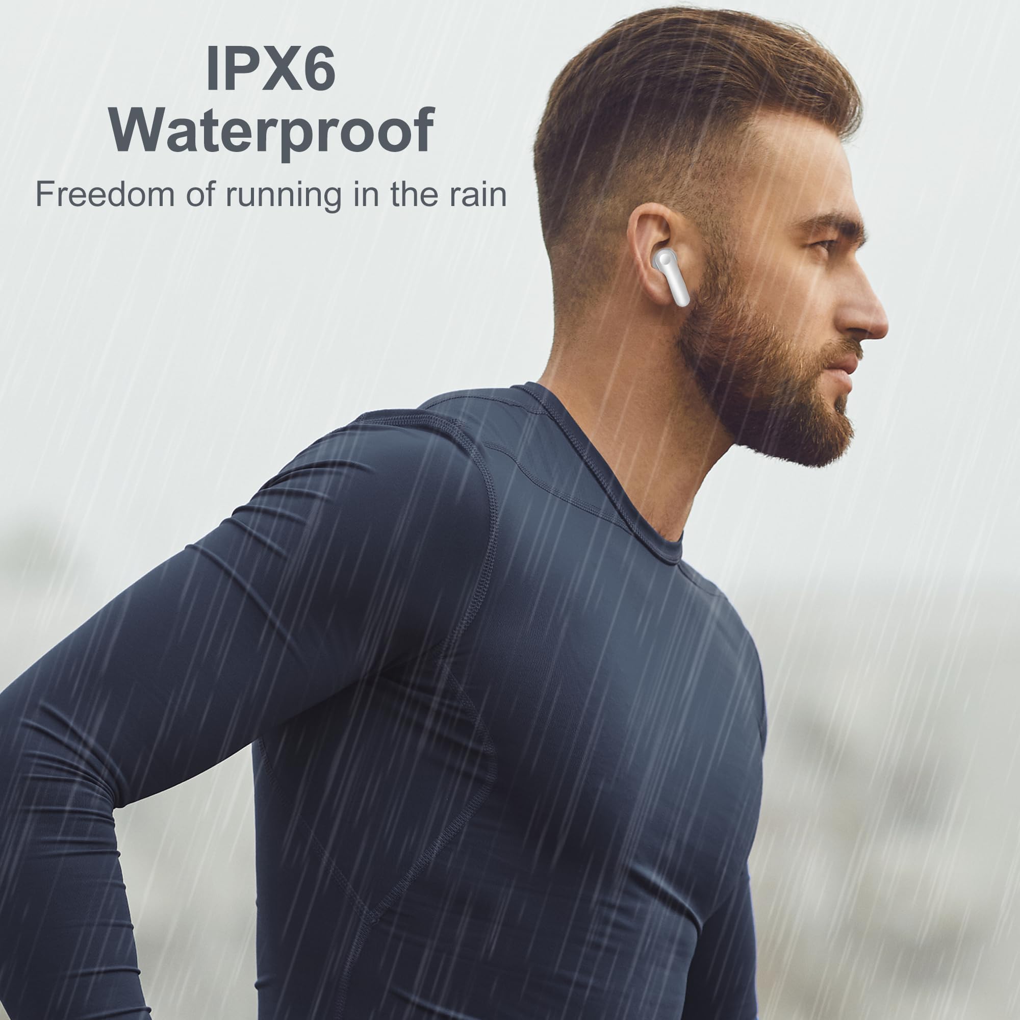 Bugani Wireless Earbuds Bluetooth 5.4 Hi-Fi Stereo Headphones with ENC Clear Calling, IPX6 Waterproof in-Ear Wireless Earphones for Sports, Gym, Running, Workout - Perfect for Commuting, Travel & Office Use (White)