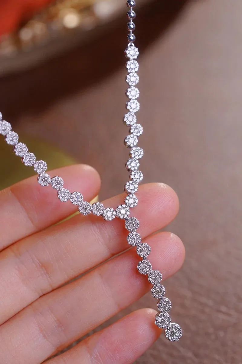 18K White Gold Y-Shaped Diamond Necklace for Women - 2.3 Carat Real Natural Diamond Wedding Jewelry | Elegant Bridal Gift, Anniversary Present & Special Occasion Luxury Accessory