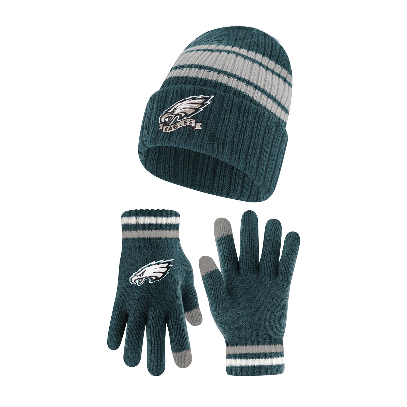 Youth NFL Team Stripe Winter Beanie & Touch Gloves - Game Day Warmth