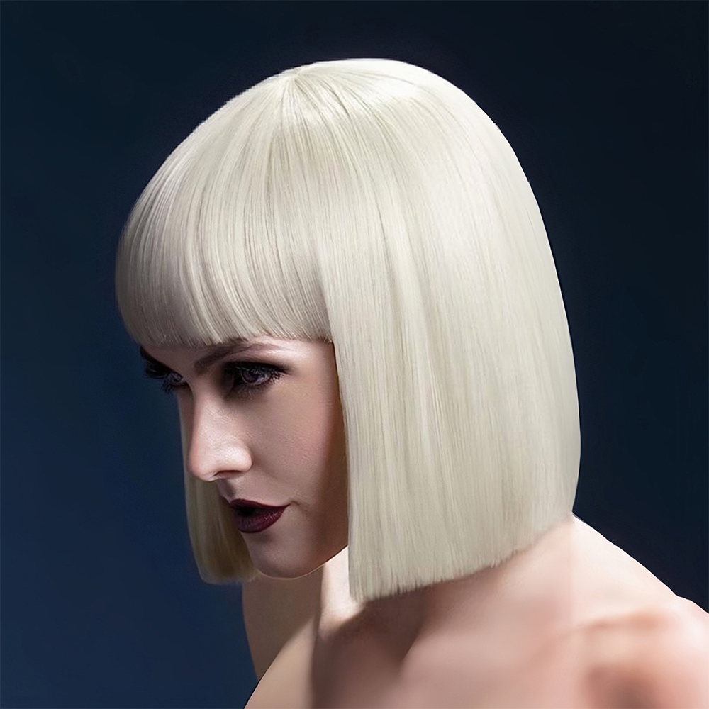 Abell'a Ice Queen Synthetic Bob Wig With Blunt Bangs - Heat Resistant Cosplay Wig for Halloween, Costume Parties & Everyday Fashion