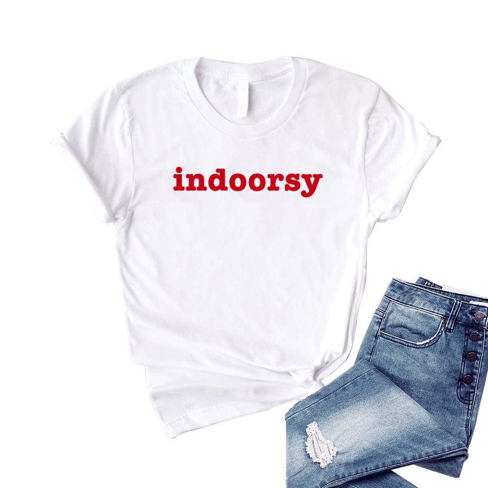 FANNOO Women's Funny Saying Letter Print Cotton T-Shirt - Casual Short Sleeve Graphic Tee for Teen Girls - Perfect for Indoor Lounging, Sleepovers & Relaxing at Home