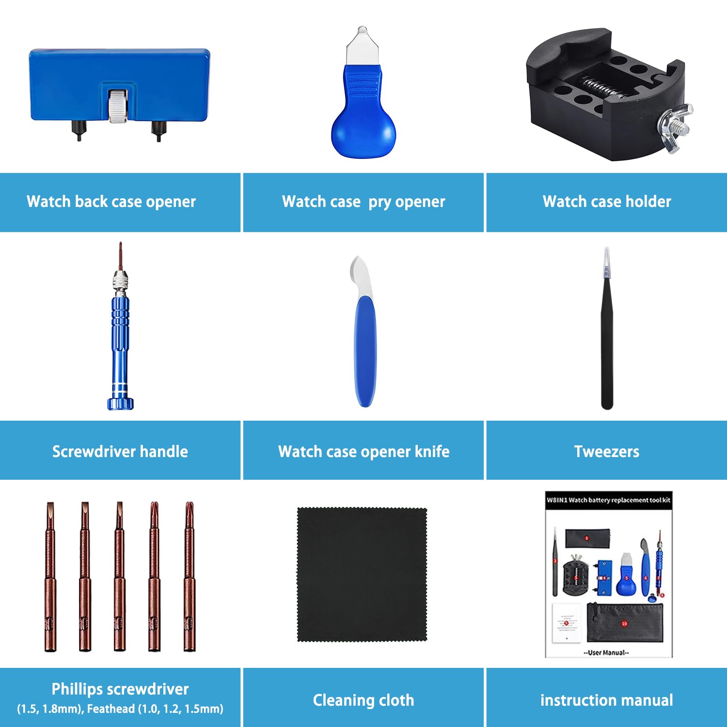 Professional Watch Battery Replacement Tool Kit - Adjustable Case Opener, Tweezers & Screwdriver Set for Watch Repair | Perfect for DIY Watch Back Removal & Maintenance at Home or Workshop