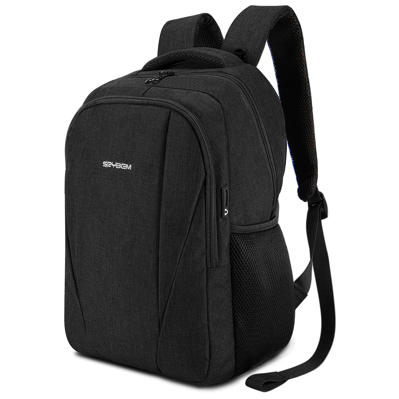 15.6 Inch Anti-Theft Laptop Backpack with USB Charging Port - Waterproof Business Travel Backpack for Women & Men - College Work Backpack with Dedicated Laptop Compartment (21L, Black) - Perfect for Office Commute, School Campus & Airplane Travel