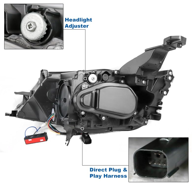 LED DRL Switchback Signal Black Projector Headlights for 2015-2020 Chevy Impala - High Performance Auto Lighting for Night Driving & Enhanced Visibility