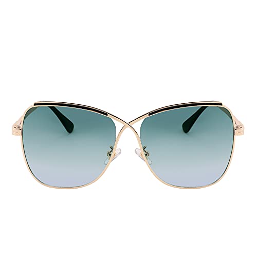 Golden Frame & Gradual Green-pink Lens