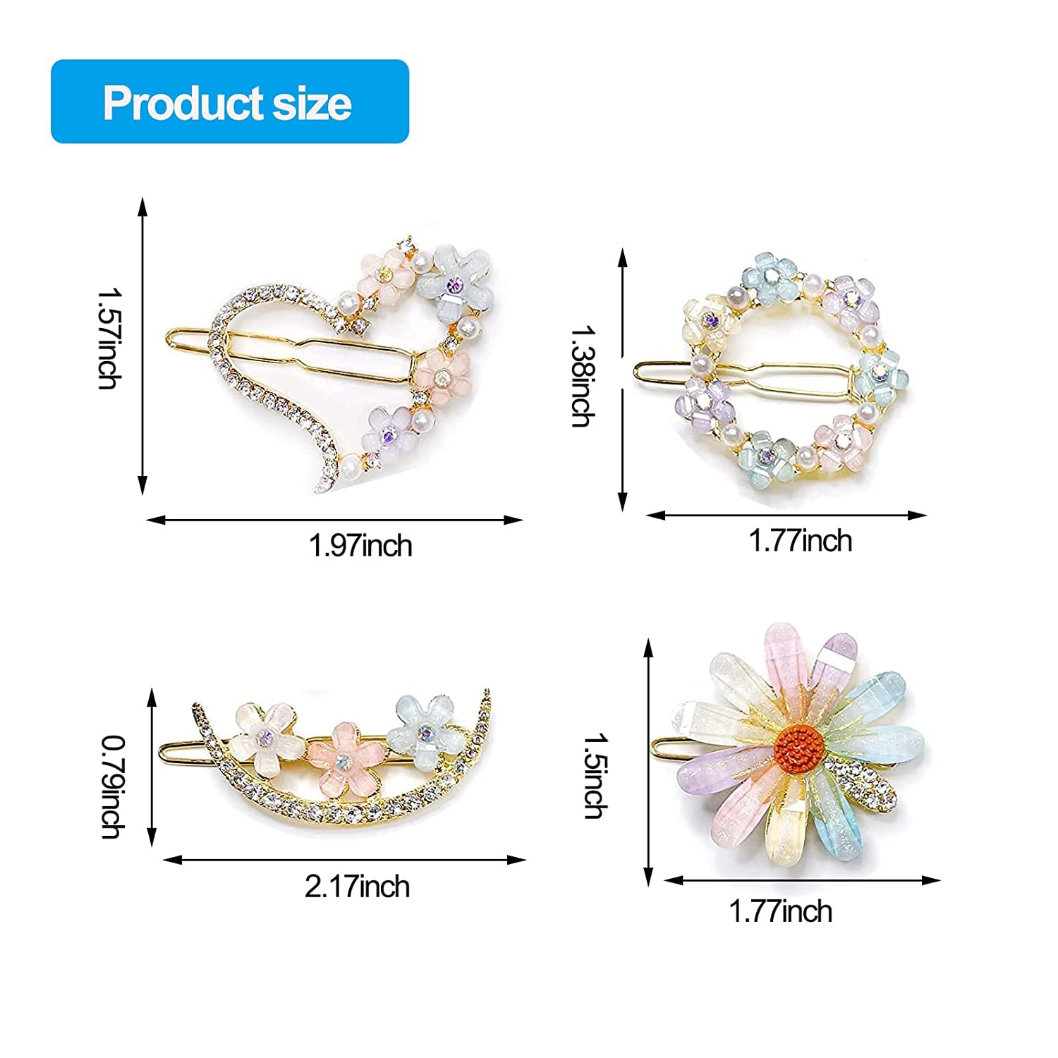 8PCS Floral Hair Clips for Women - HAPPYMATES Decorative Bobby Pins Set for Wedding, Party & Everyday Use | Elegant Hair Accessories for Girls & Women