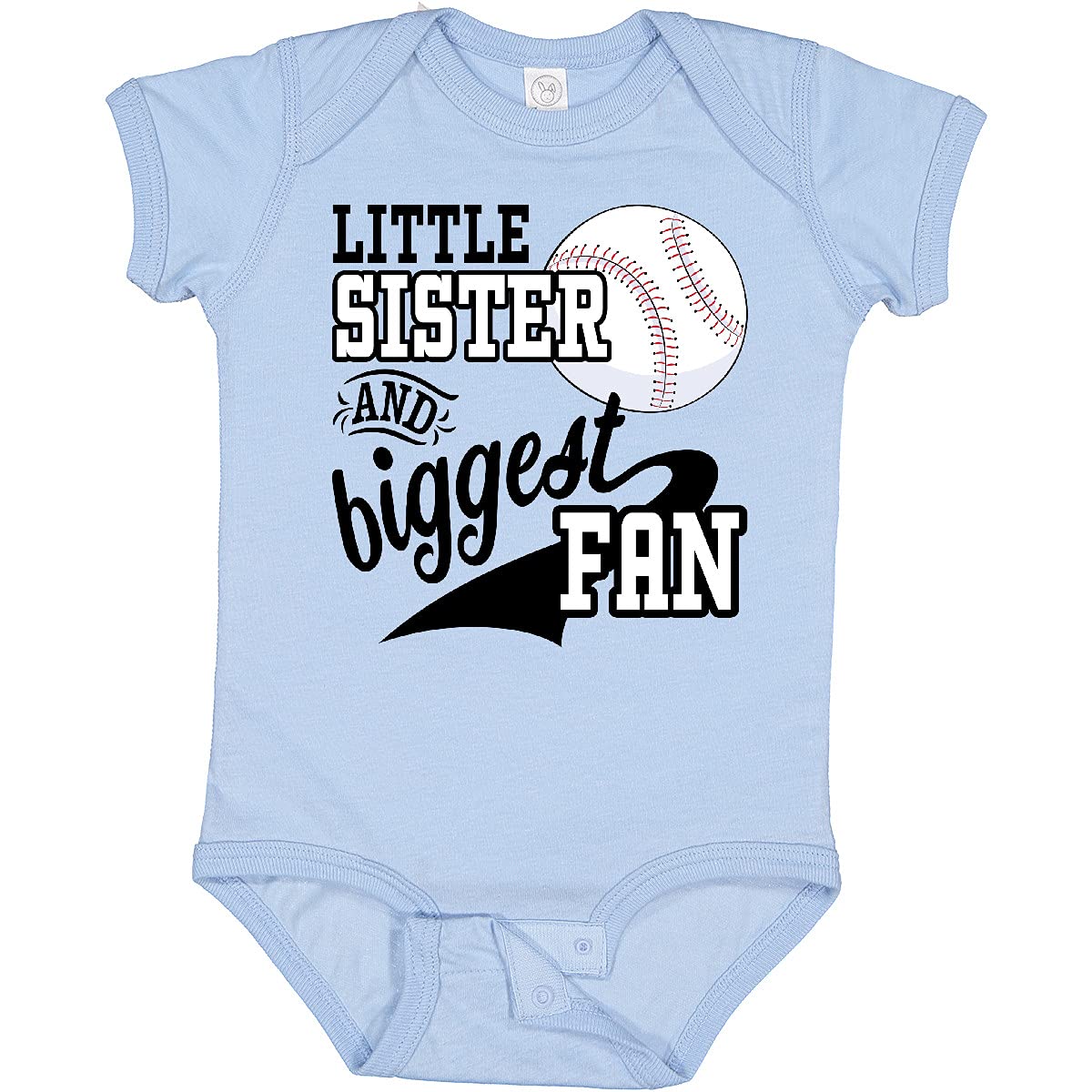 Inktastic Little Sister & Biggest Baseball Fan Baby Bodysuit - Cute Sibling Outfit for Baseball Games & Family Photos