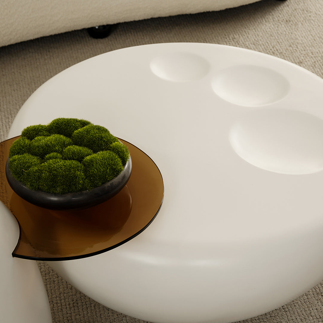 33 Inch Modern Abstract Cat Claw Coffee Table with Penguin Side Table Set - Stylish Living Room Furniture for Small Spaces & Cozy Home Decor