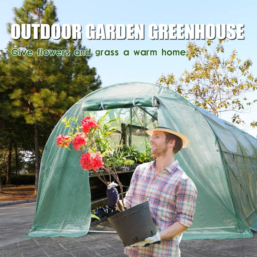 Large Walk-in Greenhouse for Outdoor Gardening - Heavy Duty Steel Frame with Observation Windows & Roll-up Zipper Door - Ideal for Seedlings, Flowers & Plants - Perfect for Backyard, Patio & Urban Farming
