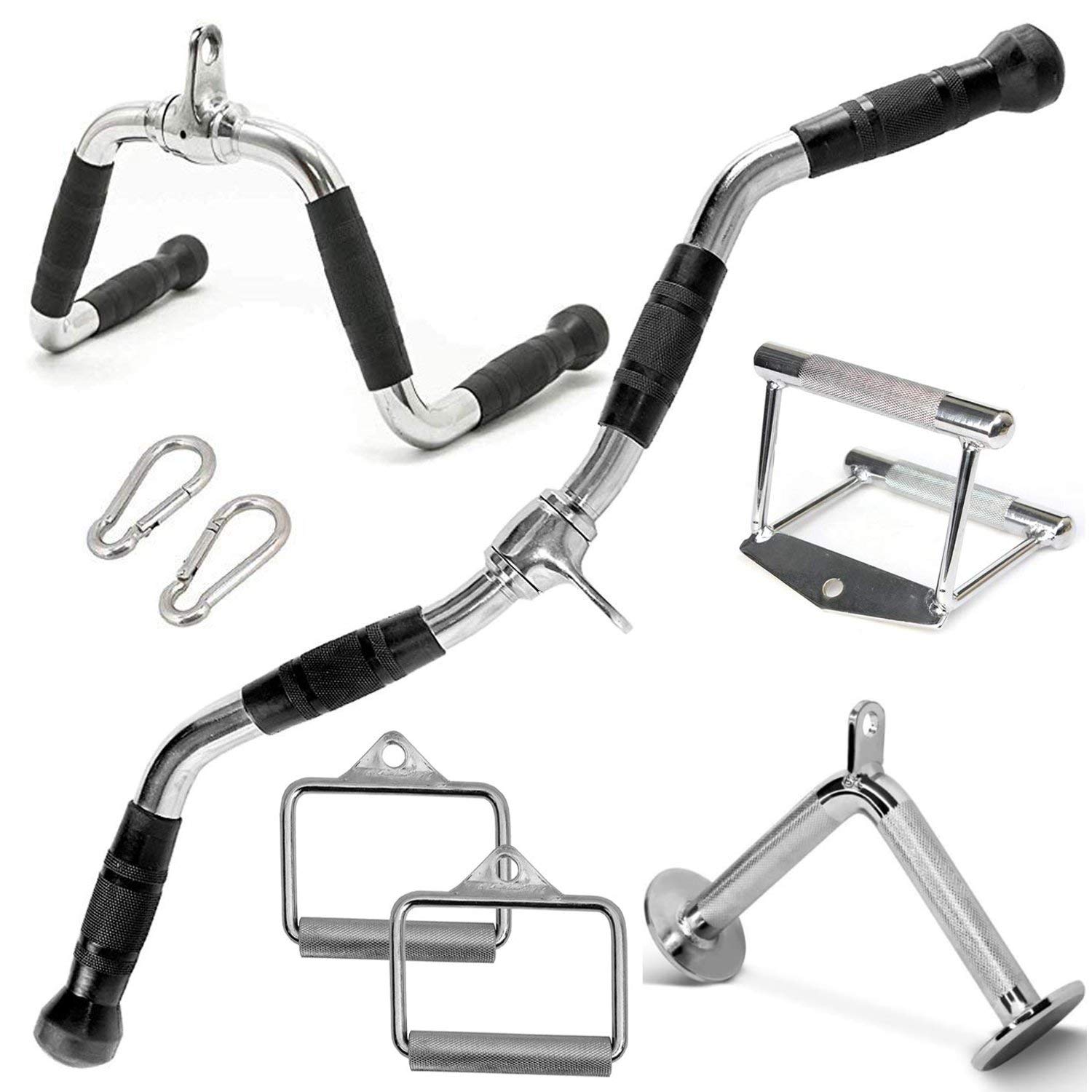 FITNESS MANIAC Multi-Exercise Cable Machine Attachment - Chrome Press Down Handle for Home Gym Strength Training | Perfect for Lat Pulldown, Triceps Workouts & Full-Body Exercises
