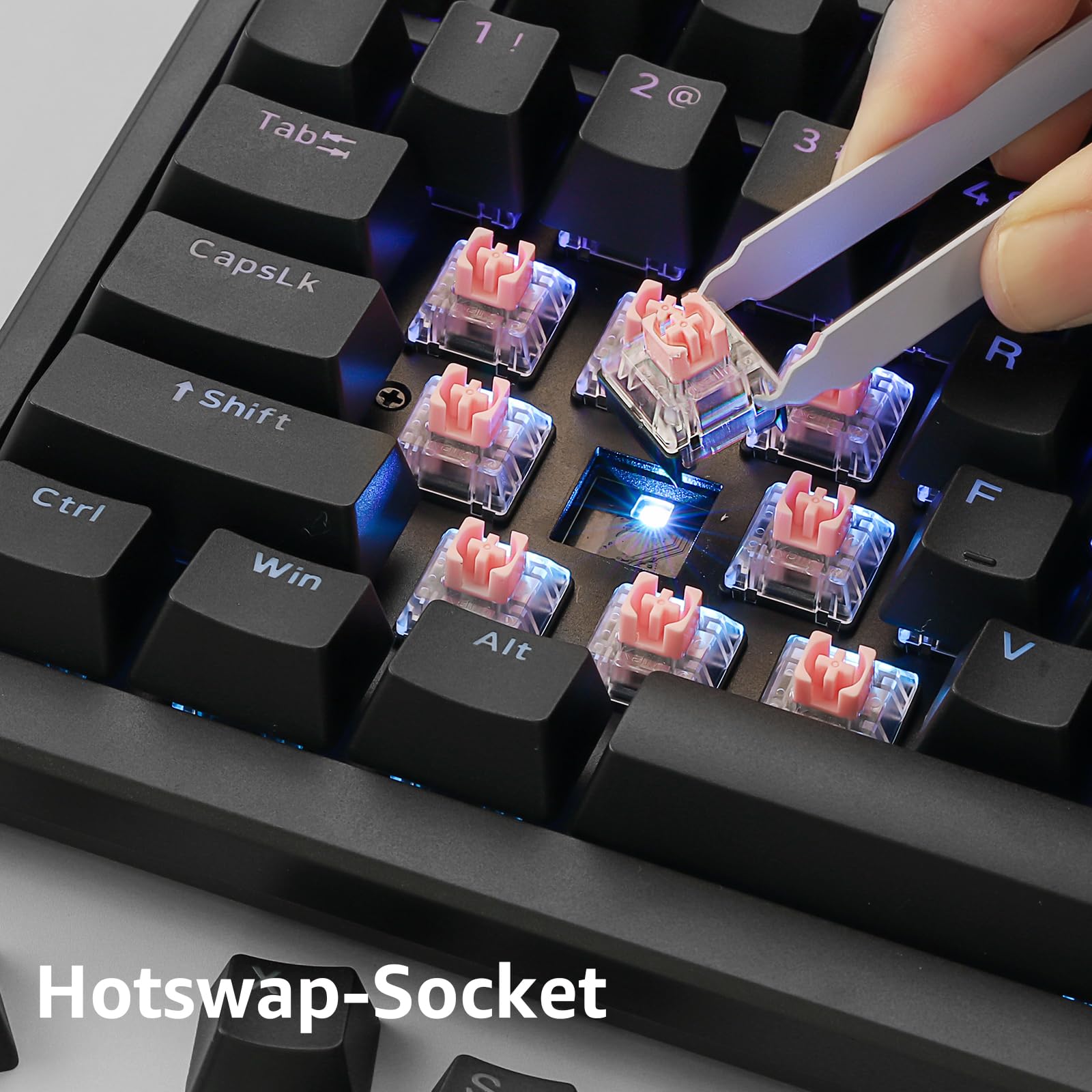 MONSGEEK MG75S HE 75% Wired Mechanical Gaming Keyboard with Rapid Trigger & Kailh Pink Magnetic Switches - Black Shine-Through 8K Polling Rate for Competitive FPS, MOBA, and Esports Gaming