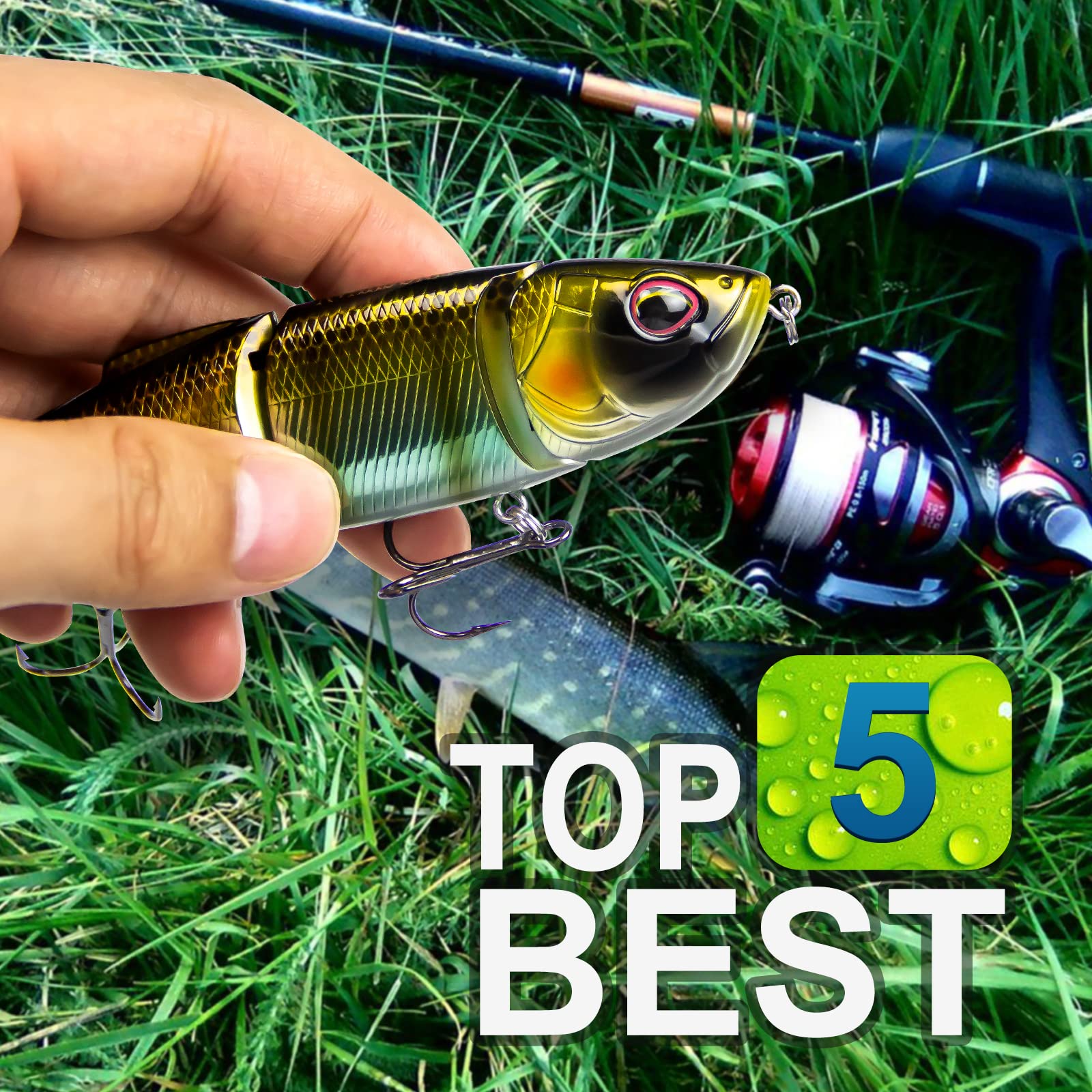 Premium 3-Piece Bass Fishing Lures Kit - Freshwater Trout Fishing Bait with Multi-Jointed Swimbait (#4 Hooks) - Ideal for Lake, River and Saltwater Fishing Adventures