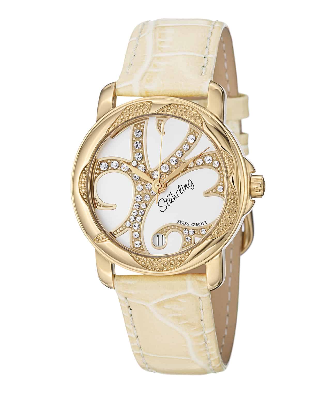 White Dial / Gold Case / Champagne Leather Strap Tang Buckle