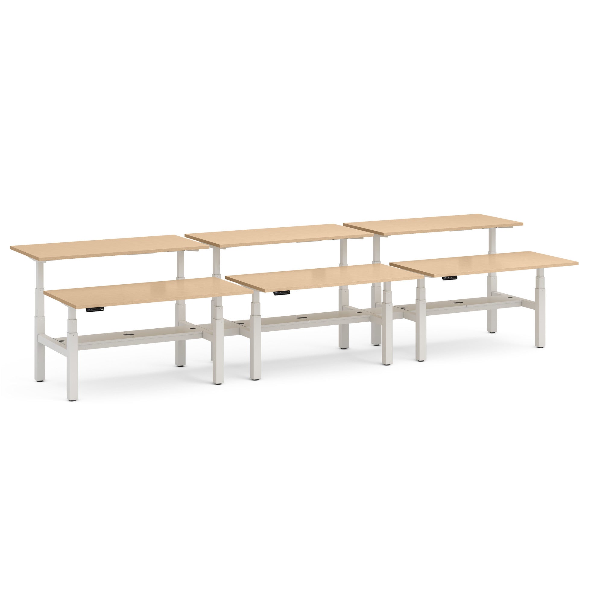 Adjustable Height Double Desk for 6 - Series L Ergonomic Office Workstation for Home & Office - Perfect for Shared Workspaces & Collaborative Environments