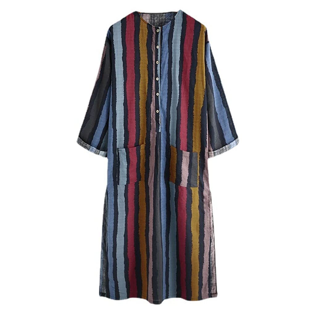 Men's Long Sleeve Robe - Comfortable Nightgown Pajama Set with Side Split | Middle Eastern Abaya Dress & Kaftan Gown for Lounge Wear, Sleepwear & Home Relaxation