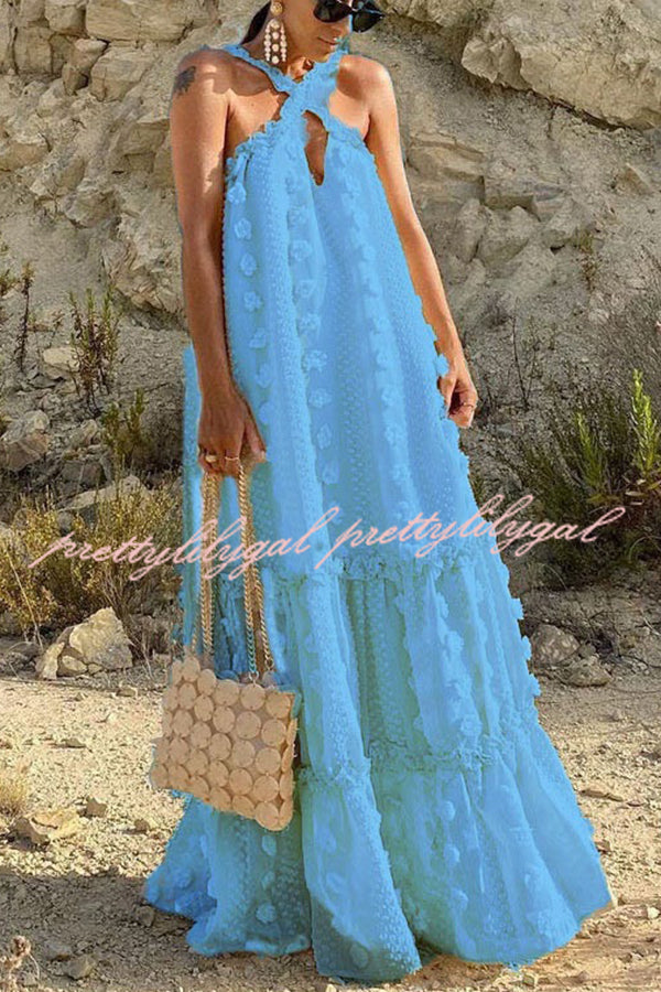Sweet By The Sea Floral Halter Maxi Dress - Boho Beach Wedding, Summer Vacation & Tropical Party Outfit