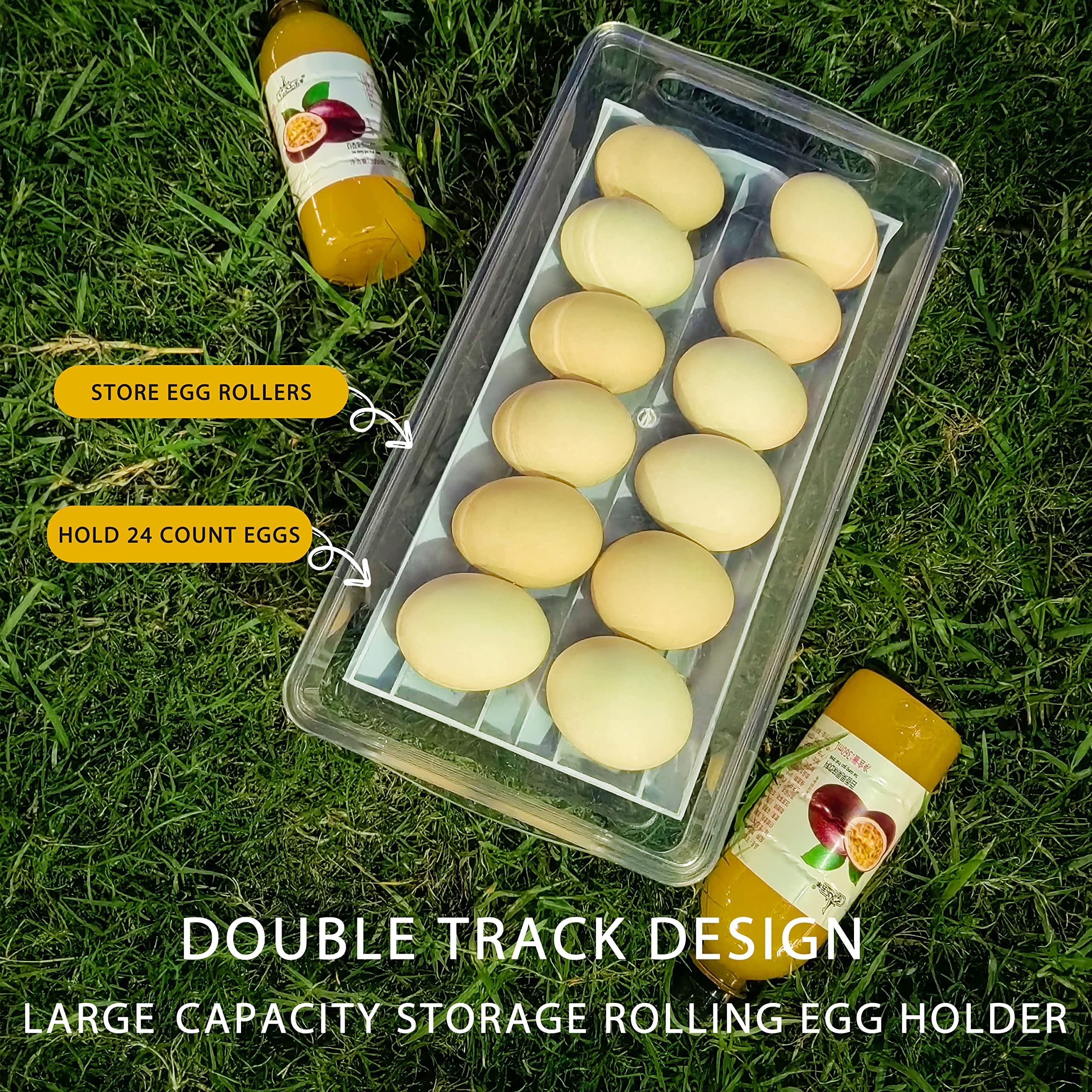 24-Slot Automatic Egg Dispenser for Refrigerator - Space Saving Egg Organizer Tray & Countertop Display - Perfect for Kitchen Organization, Breakfast Meal Prep, and Fresh Egg Storage