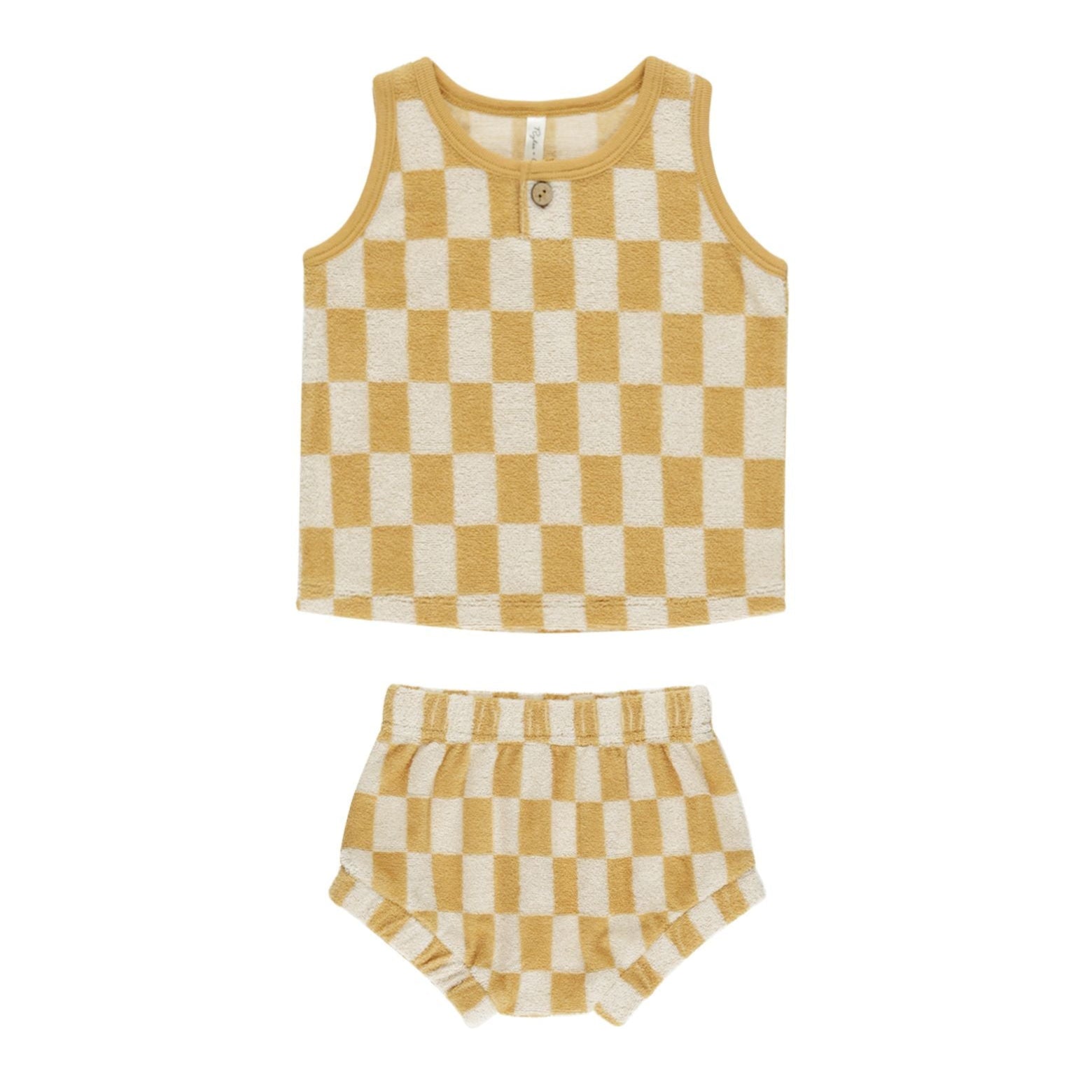 Baby Tank Top Set - Soft Cotton Marigold Check Print Outfit for Newborns & Infants | Perfect for Summer, Playdates & Photo Shoots