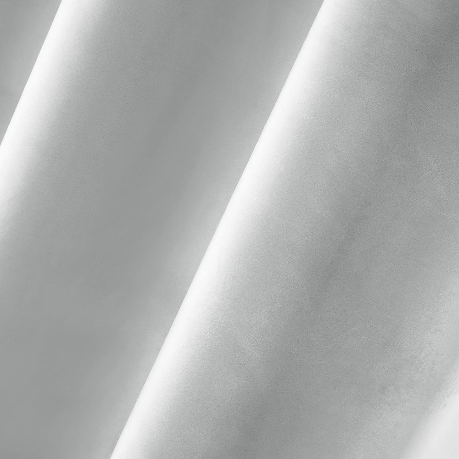 LOYOLADY Greyish White Velvet Curtains 96 Inches Long - 2 Panels Set, Thermal Insulated Grommet Window Drapes 52