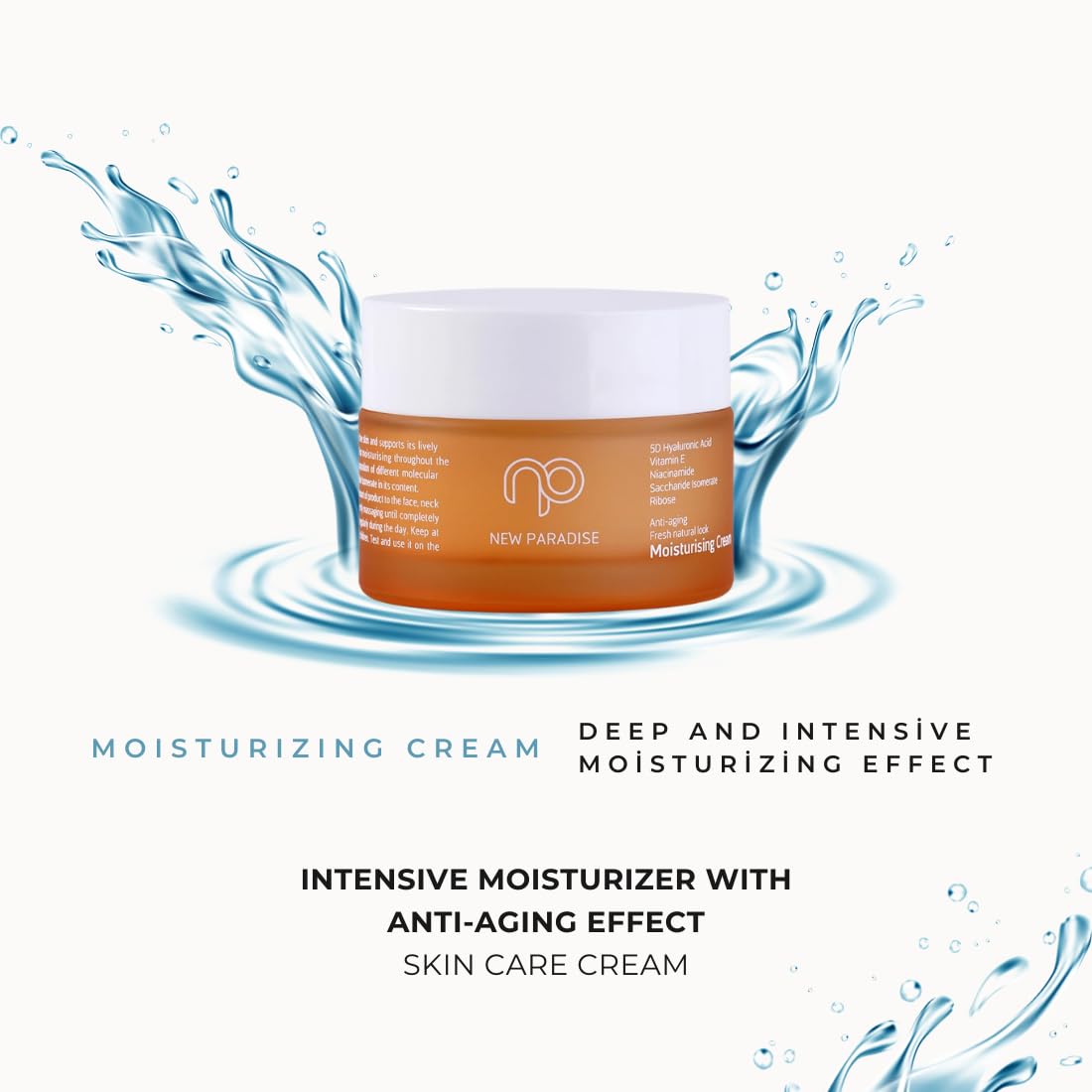 NEW PARADISE 5D Hyaluronic Acid Moisturizing Cream with Niacinamide & Vitamin E - Anti-Aging Face & Neck Cream for Fine Wrinkles, Collagen Boost & Skin Healing | Daily Hydration for Dry, Sensitive & Mature Skin | Perfect for Day & Night Skincare Routine