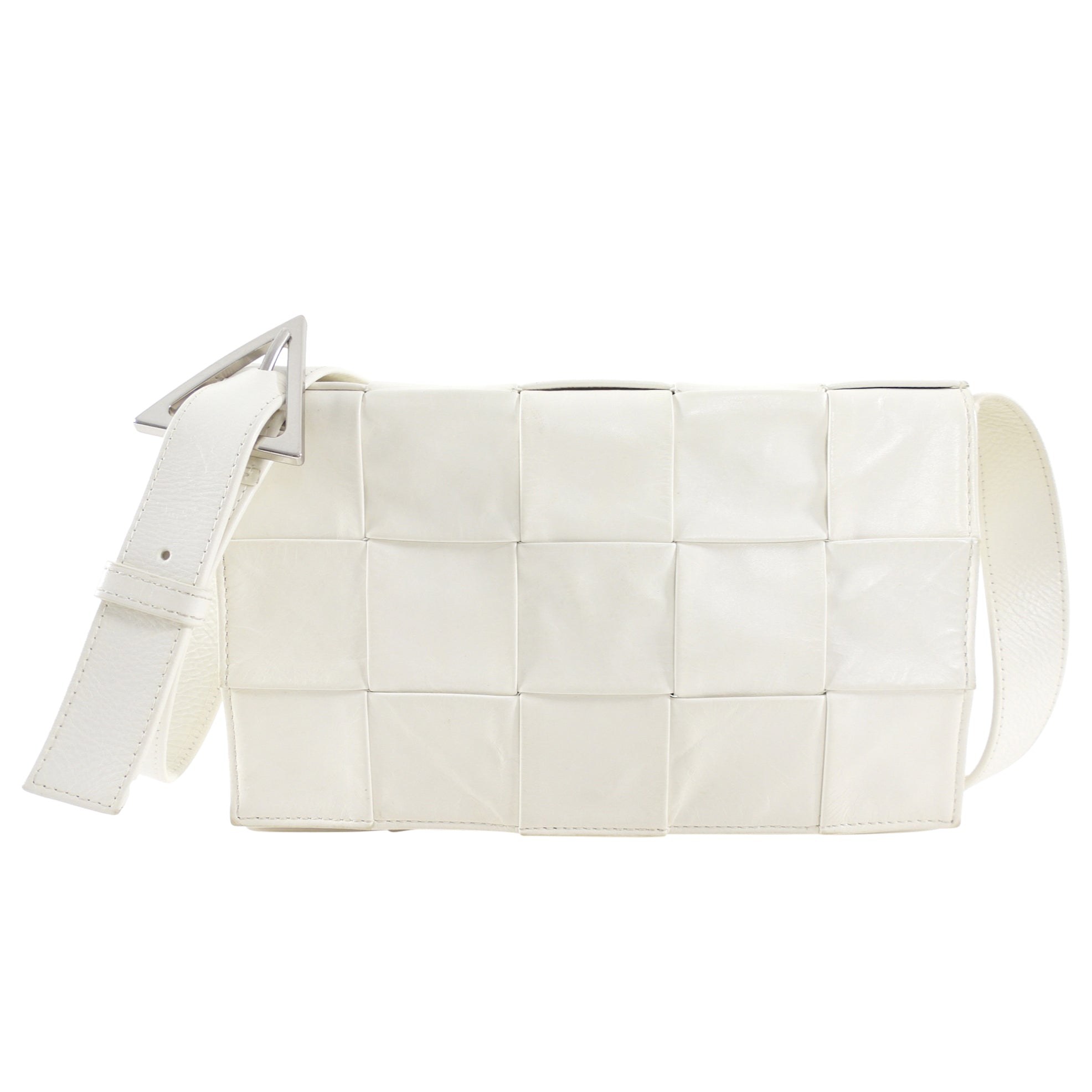 Bottega Veneta White Intrecciato Leather Casette Crossbody Bag - Luxury Designer Handbag for Women, Perfect for Everyday Use & Special Occasions