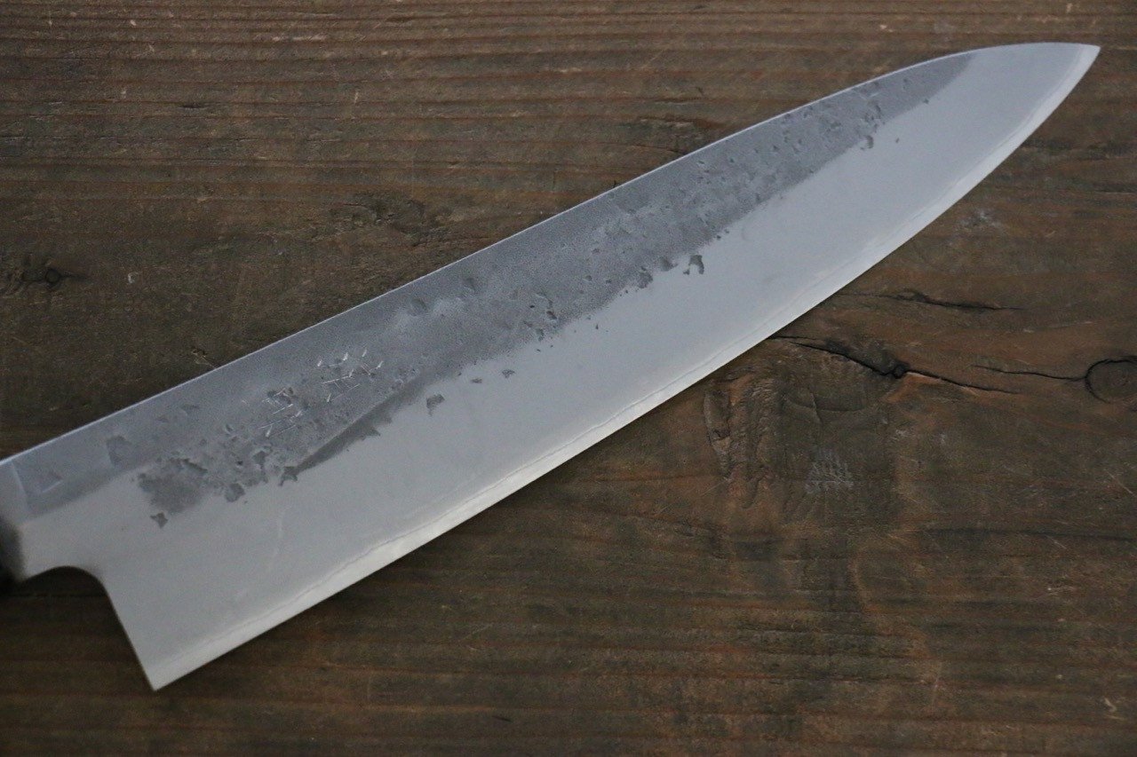 Premium Seisuke Blue Steel No.2 Nashiji Gyuto 210mm Japanese Chef Knife with Chestnut Handle - Perfect for Sushi, Meat Cutting & Professional Kitchen Use