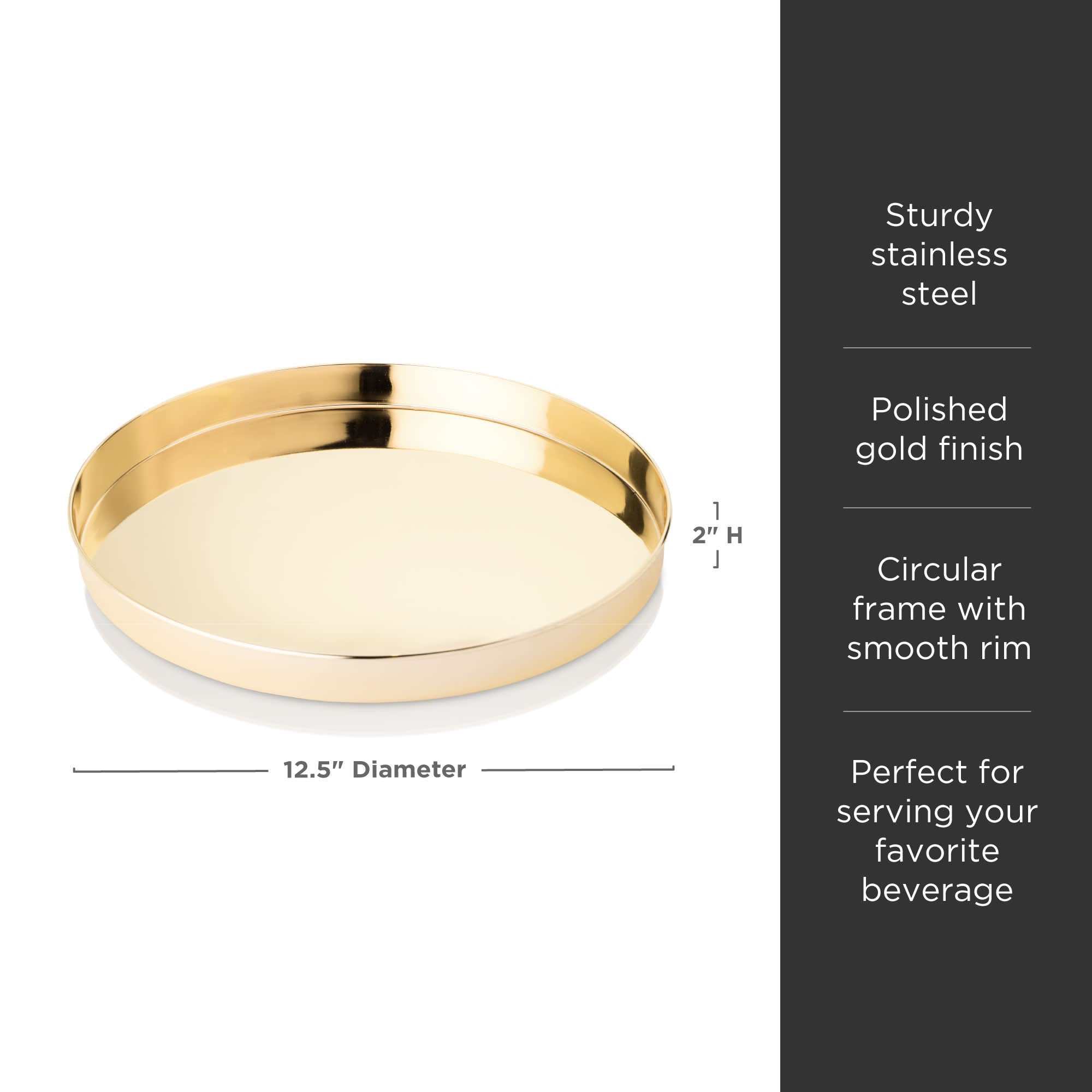 Elegant Gold Round Serving Tray - Stylish Decorative Tray for Coffee Table, Dining, Entertaining & Home Decor