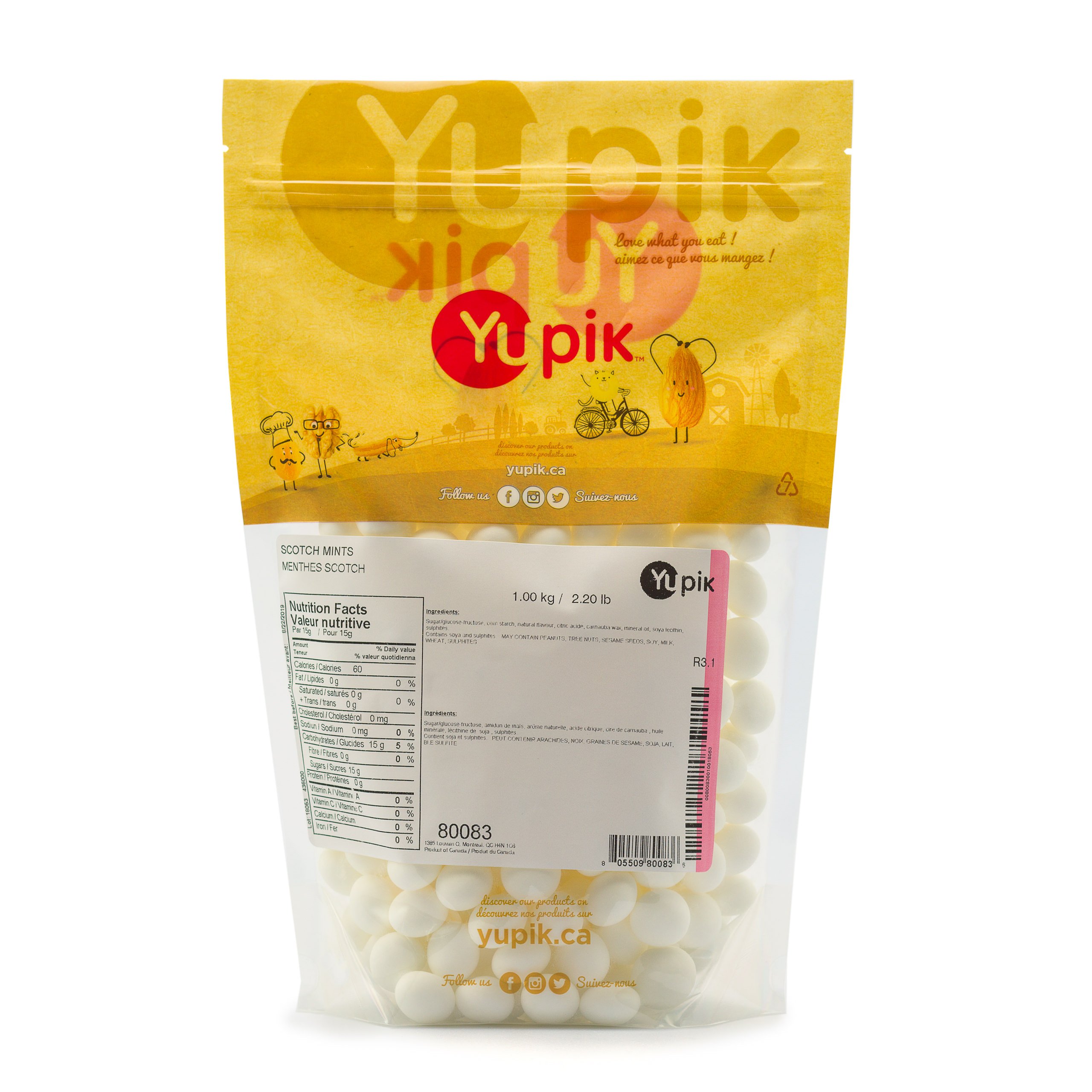 Yupik Scotch Mints 1kg - Hard Candy Shell with Refreshing Sweet Mint Flavor | Classic Treat & Delicious Snack | Perfect for Gifting, Holidays, Office Treats & After-Meal Freshness