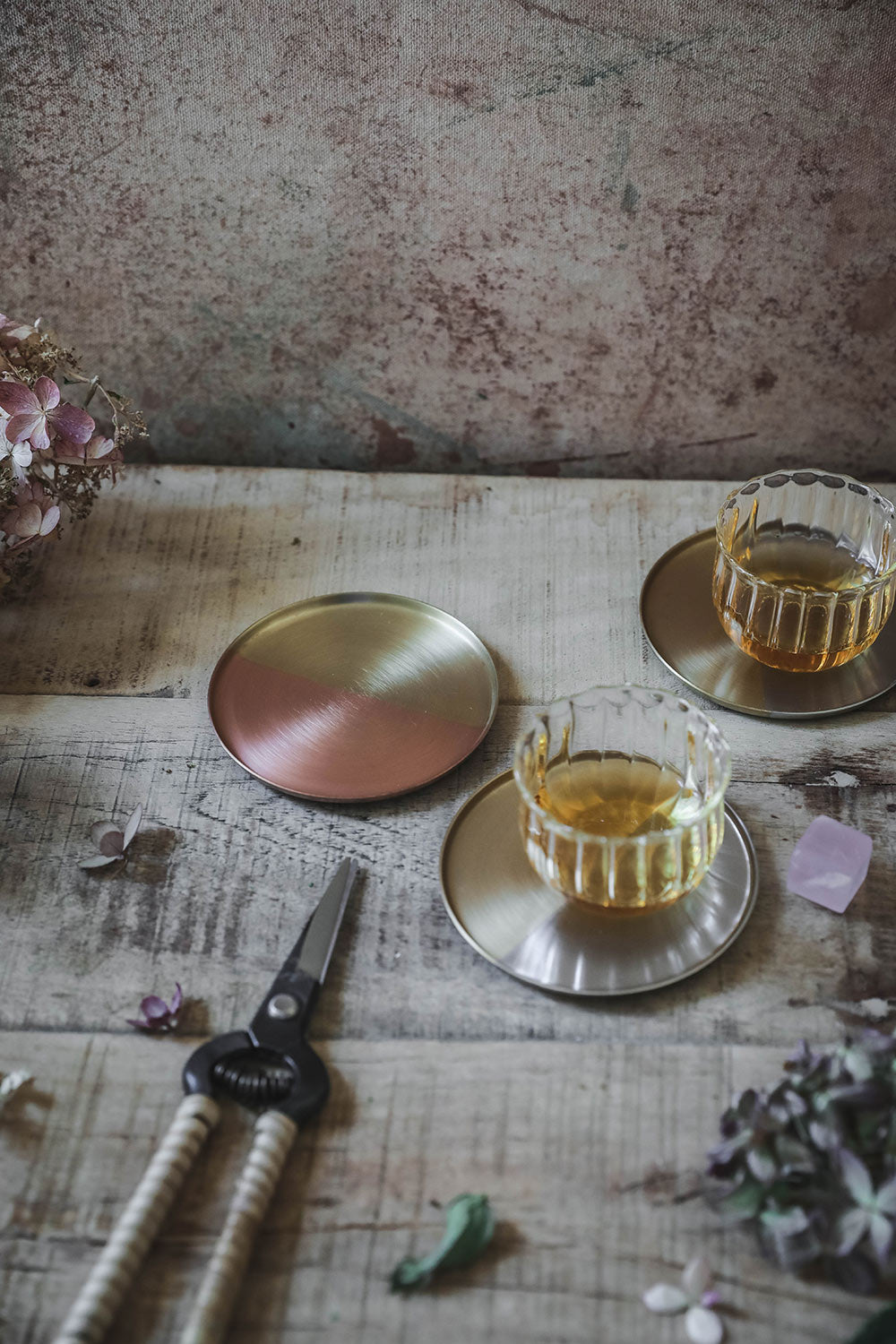 Premium Dual Tone Brass & Copper Coaster Set - Elegant & Durable Drink Coasters for Home, Office, or Bar Use