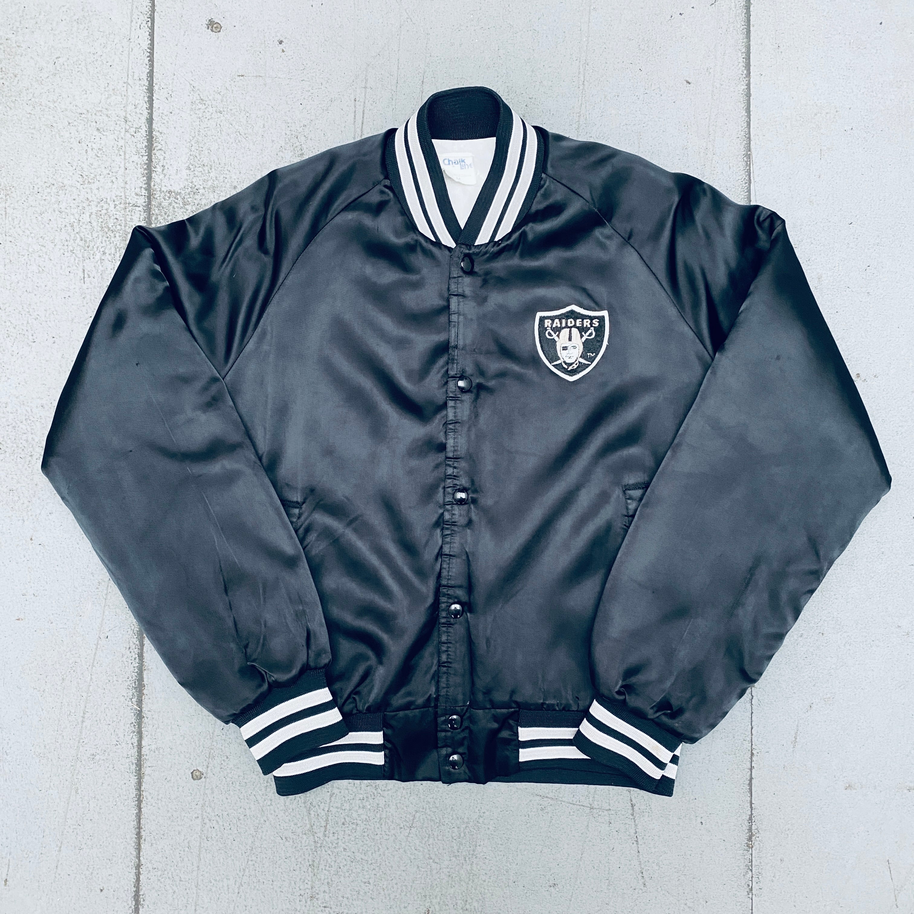 Oakland Raiders 1990s Vintage Satin Bomber Jacket - Men's Medium - Retro NFL Football Fan Apparel for Game Day & Casual Wear