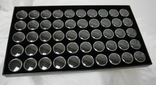 Black Gemstone Jewelry Tray with Black Insert & Cover - Holds 50 Pieces - Perfect for Organizing Rings, Earrings & Necklaces in Bedroom or Jewelry Store Display