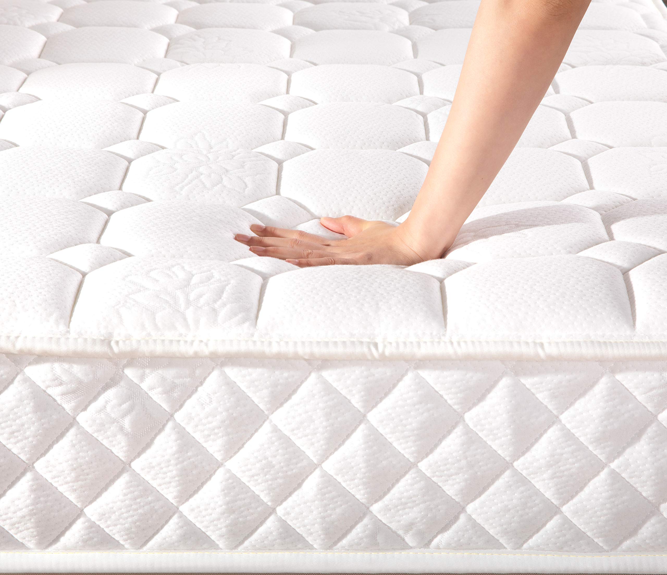 Best 8 Inch Tight-Top Pocket Spring Mattress - Motion Isolation Individually Wrapped Coils, Comfort Foam Layer, CertiPUR-US Certified - Full Size White Mattress for Bedroom, Guest Room & Dormitory