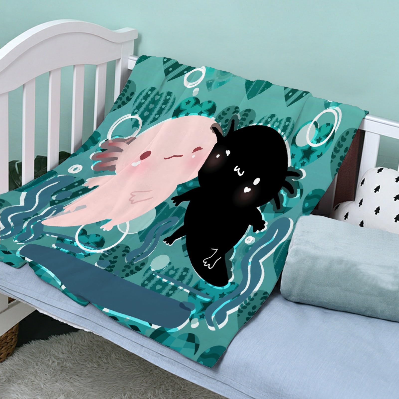 Super Soft Axolotl Plush Blanket - 40x30 Inch Cozy Throw for Bed, Couch & Sofa - Perfect Gift for Baby Girls & Kids | Cute Axolotl Design for Home Decor, Nursery & Snuggling