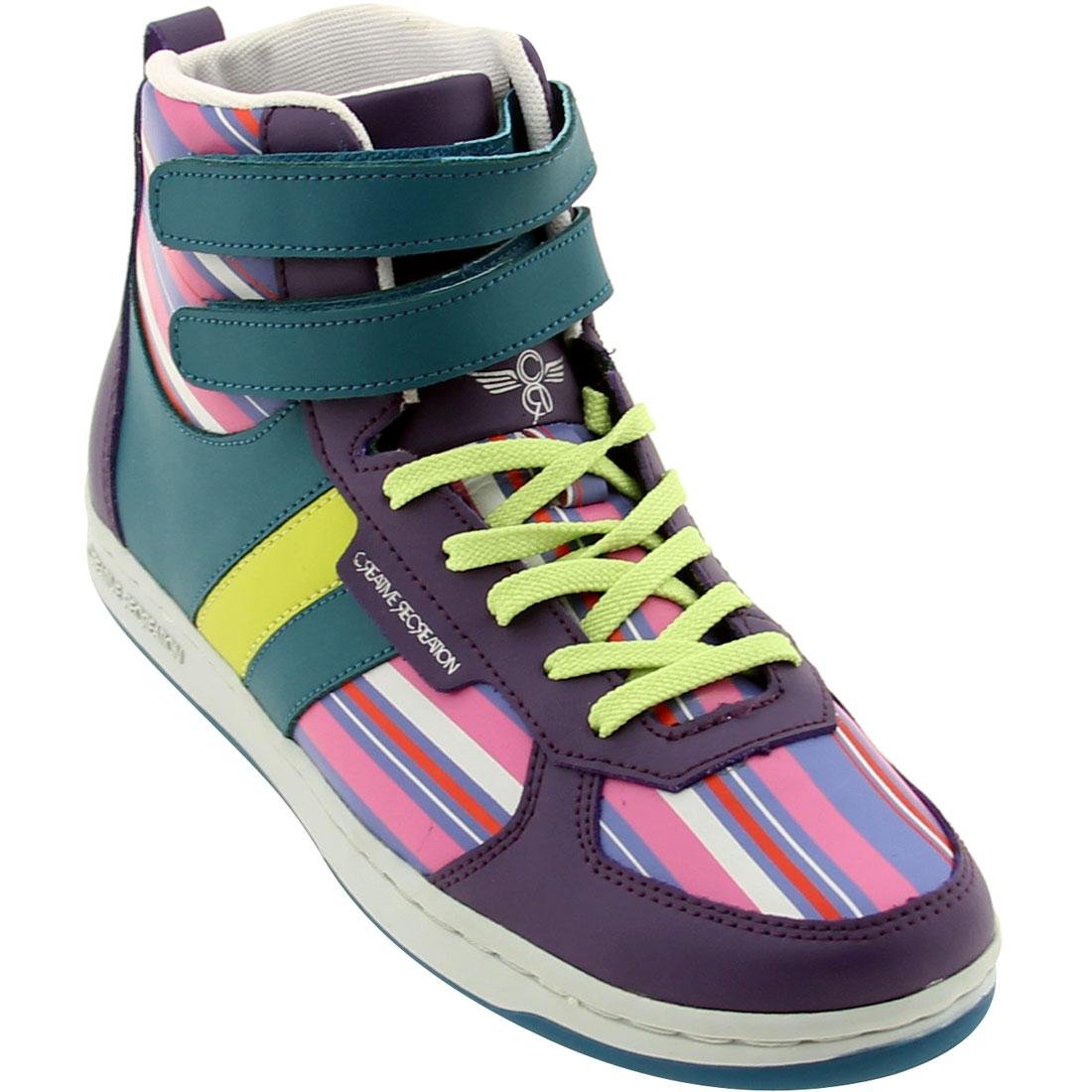 Creative Recreation Women's Dicoco Fashion Sneakers - Grape & Multi Stripe Color Block Design | Comfortable Casual Shoes for Walking, Work & Everyday Wear