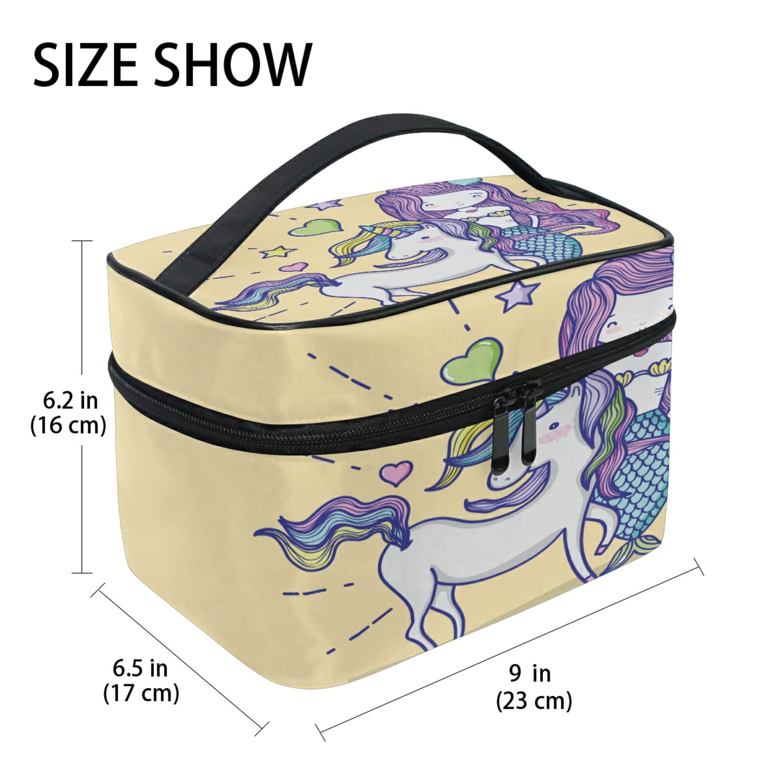 Cute Animal Unicorn Mermaid Makeup Bag - Waterproof Cosmetic Organizer with Handle for Travel, Girls & Women | Perfect for Daily Use, Gym, Vacation & Gift Giving