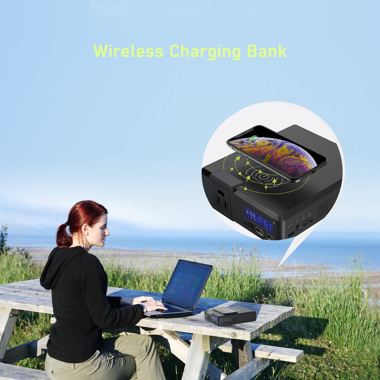 ALLPOWERS 41600mAh Portable Power Bank with AC Outlet - 200W 110V Laptop Charger, USB & Wireless Fast Charging for Phones, Cameras, Drones | Perfect for Travel, Camping & Emergency Power Backup