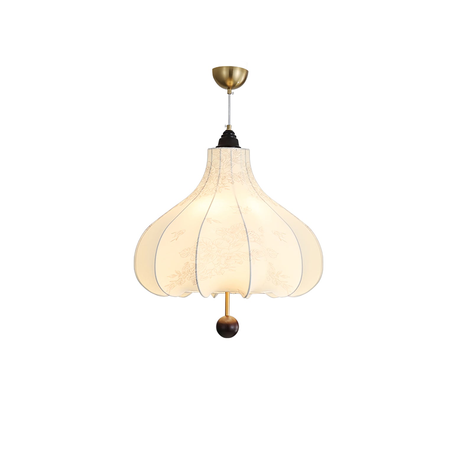 Handmade Chestnut Fabric Pendant Light - Modern Boho Hanging Lamp for Living Room, Bedroom, or Dining Room Decor