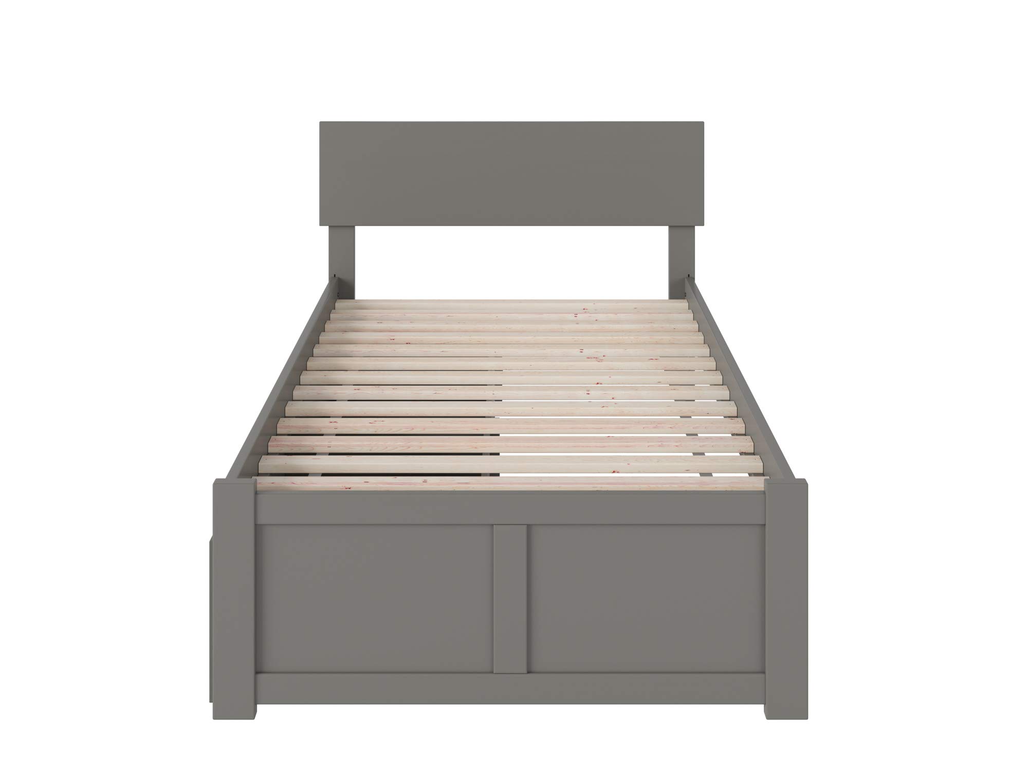 AFI Orlando Twin Size Platform Bed with Footboard & Storage Drawers in Grey - Space-Saving Bed Frame for Small Bedrooms, Kids Rooms & Guest Rooms