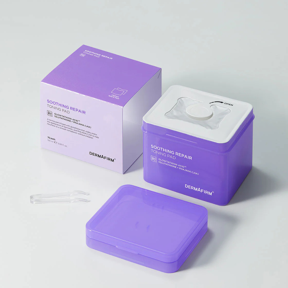DERMAFIRM Soothing Repair Toning Pads - 180ml (70 Pads) | Korean Exfoliating Face Pads for Sensitive Skin | Hydrating & Calming Skincare for Daily Use, Post-Shaving & Sun Care