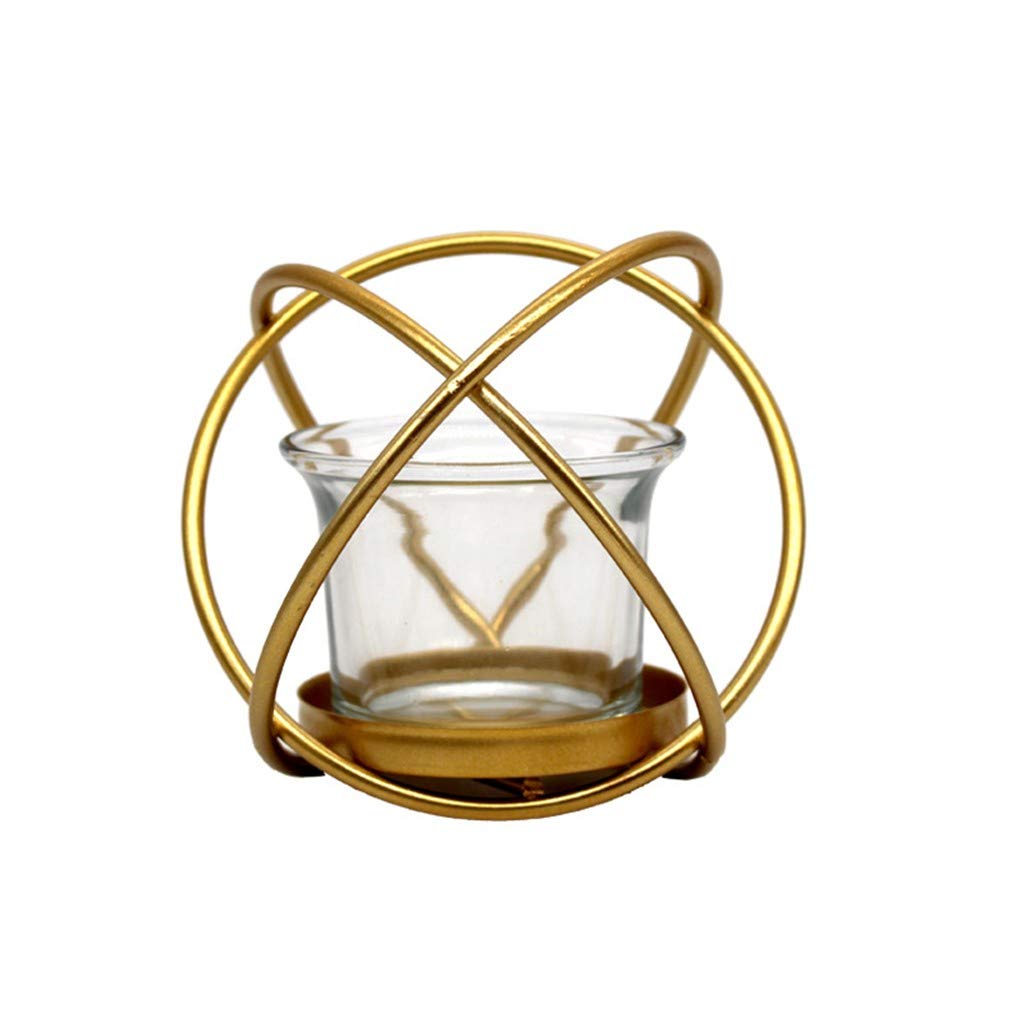 Nordic Iron Geometric Candle Holder - Gold Tabletop Candlestick for Home Decor, Party & Wedding Centerpiece | Indoor Vintage Light Decorations